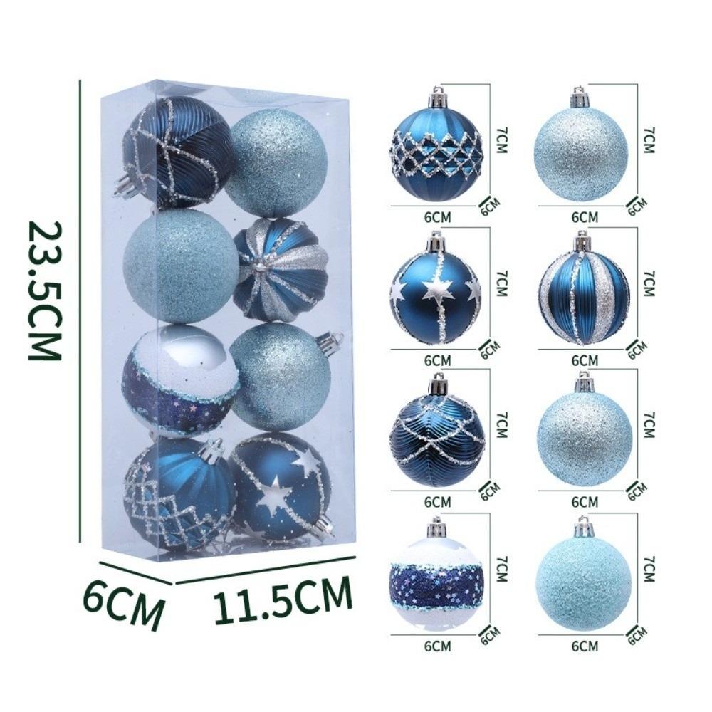 8pcs New 6cm Christmas Ball Pendant Electroplated DIY Xmas Tree Charm Plastics Xmas Tree Ornament for Christmas Celebration