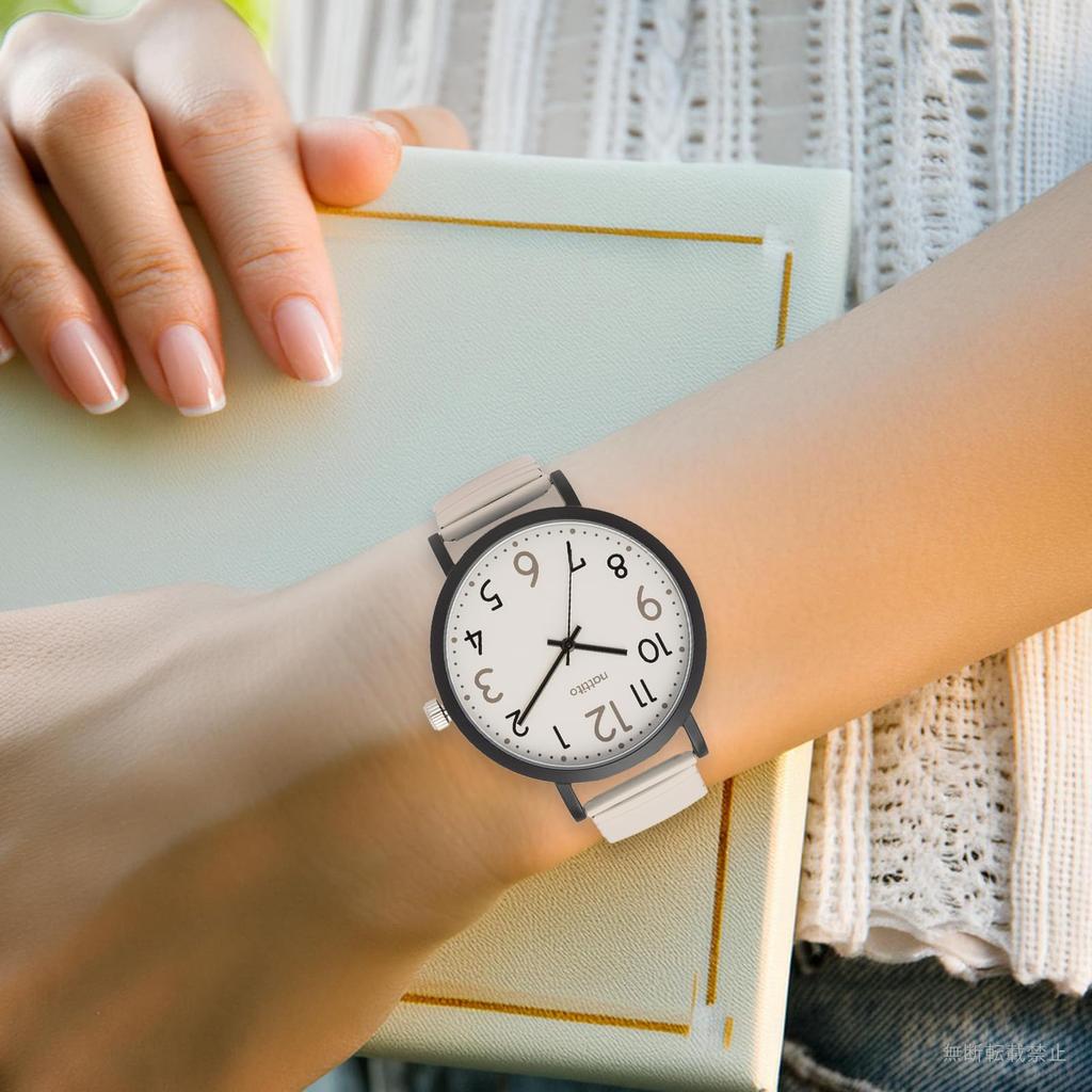 Fieldwork Analog Watch with Metal Band and Accordion Stainless Simple Greco Women's Strap, Steel, Design, Beige, ST300-1