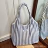 Canvas bag large capacity tote bag women's 2025 new summer niche stripes simple fashion portable shoulder bag