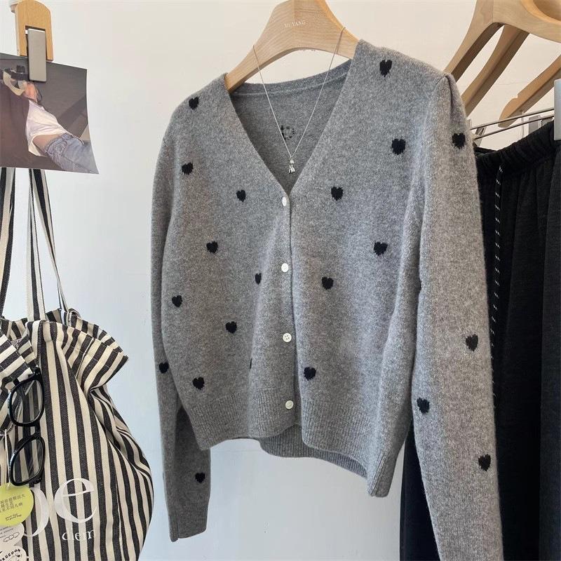 

Кардиган женский вязаный с длинным рукавом из шерсти с воротником-стойкой, осенне-зимний, новый, короткий, тонкий one size fits all серый