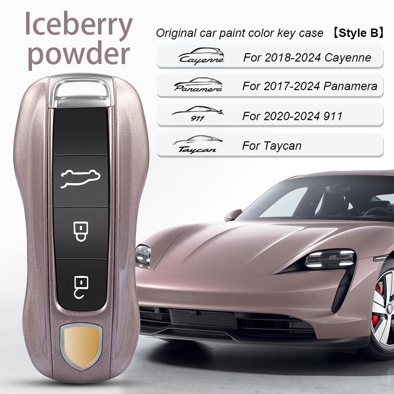 AABKR1 For Porsche Cayenne Mancan Panamera 911 718 Boxster Cayman Taycan 2010-2024 Car Key Paint Case Bordeaux Red Shell Replacement