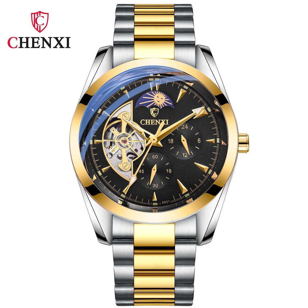 New TOP Brand Luxury Men's Watch With Box Waterproof Sun Moon Stars Automatic Hollow Watch Men's Mechanical Watches