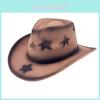 Cowboy Fedora Hat With Fivepoint Star Paint For Men Women Summer Winter
