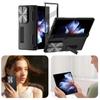 With Touch Pen Hinge Case for Samsung Galaxy Z Fold 6 5 4 3 Armor Stand Full Lens Protection Tempered Film Folding Cover