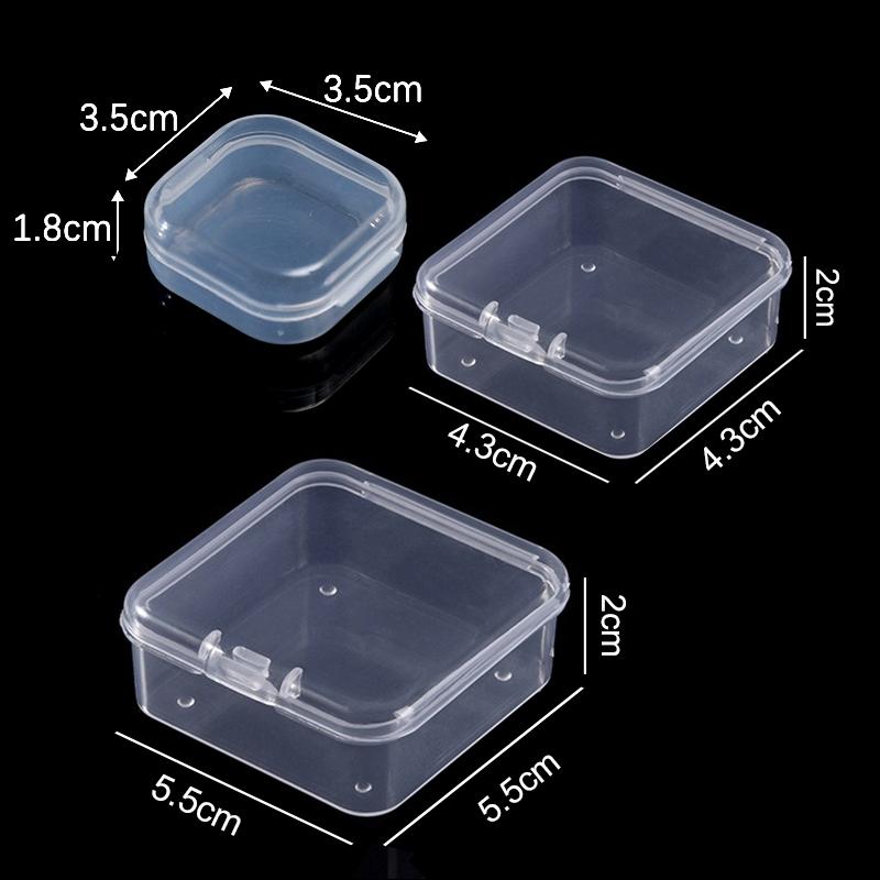 5PCS/Pack Jewelry Storage Box Square Transparent Plastic Case Portable Earring Necklace Nail Srt Display Packaging Container ZYF