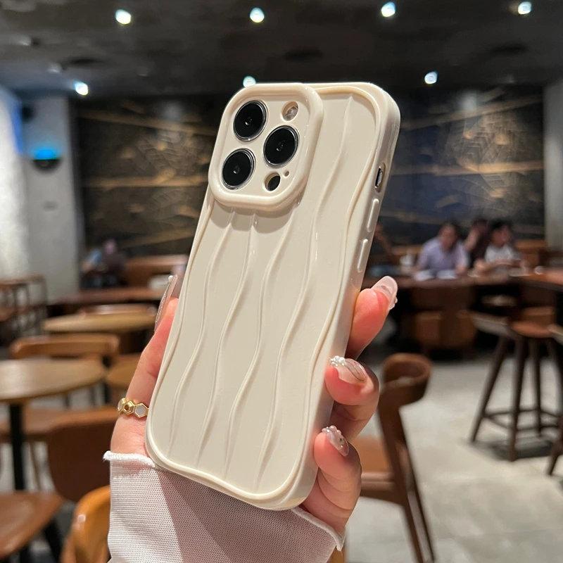Husa de telefon transparenta cu ondulare de apa moale pentru iPhone 11 12 13 14 15 Pro Max Husa de protectie din silicon rezistenta la socuri