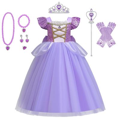 Kleid Prinzessinnenkleid Rollenspielkleid Kostüm Mädchen Frozen Kleid Sofia Rapunzel Kleid Mädchen Halloween Performance Kleid Langes Kleid 8-teiliges Set