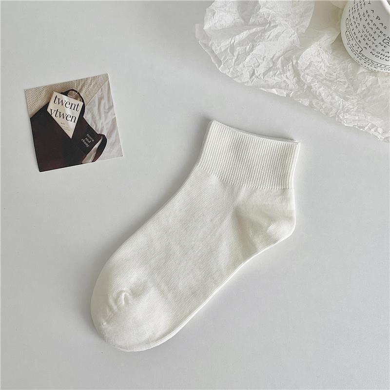 Socks Summer Thin Solid Color Short Tube Confinement Socks Tide Loose Boat Socks Crimped Wide Mouth Socks Cotton