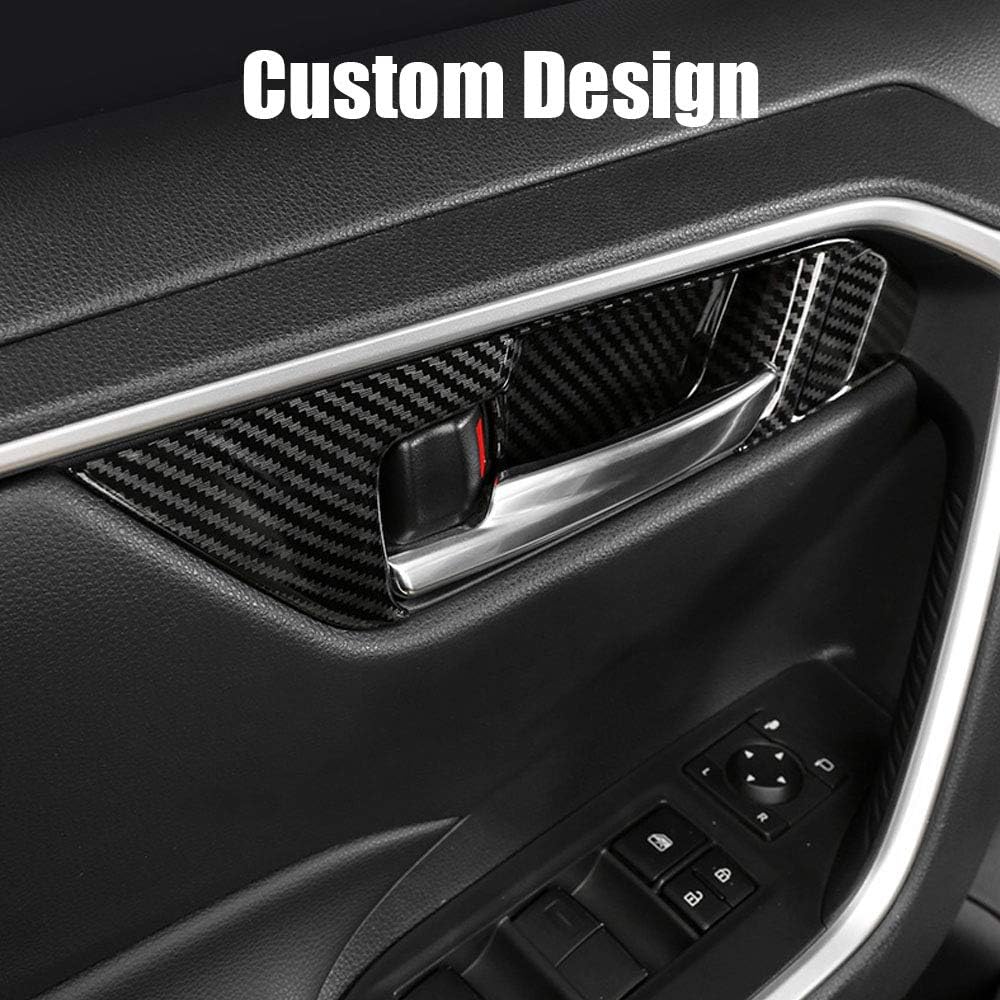 XITER 4pcs ABS Carbon Fiber Inner Door Handle Decoration Cover Door Bowl Trim for Toyota RAV4 2019 2020 2021 2022 2023 2024 2025