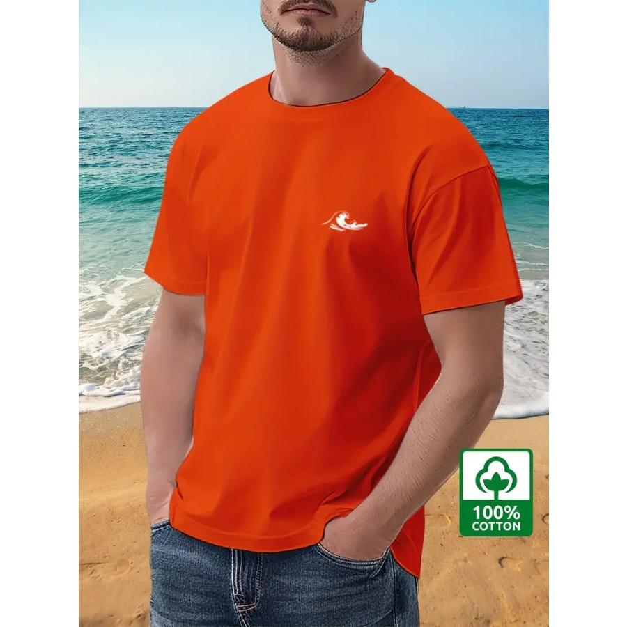 

Мужская футболка премиум-класса из хлопка с коротким рукавом и принтом на тему серфинга - Круглый вырез, Машинная стирка S оранжевый