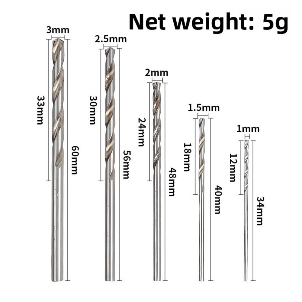 50pc Titanium Plated Fried Dough Twists Drill Set 1-3mm Small Drill Electric Drill Set DIY Woodworking Drill Bit
