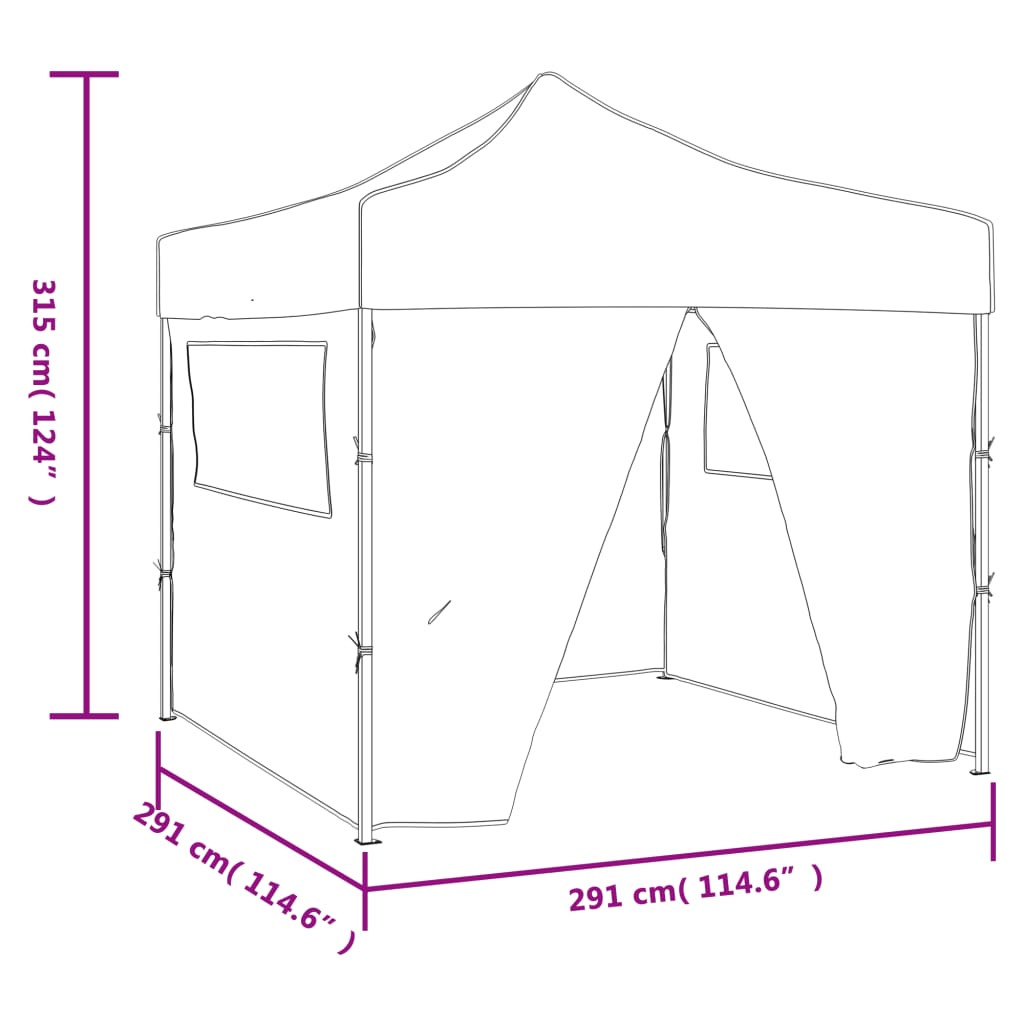 Faltzelt Pop-Up Partyzelt mit 4 Seitenwänden 3 x 3 m Anthrazit