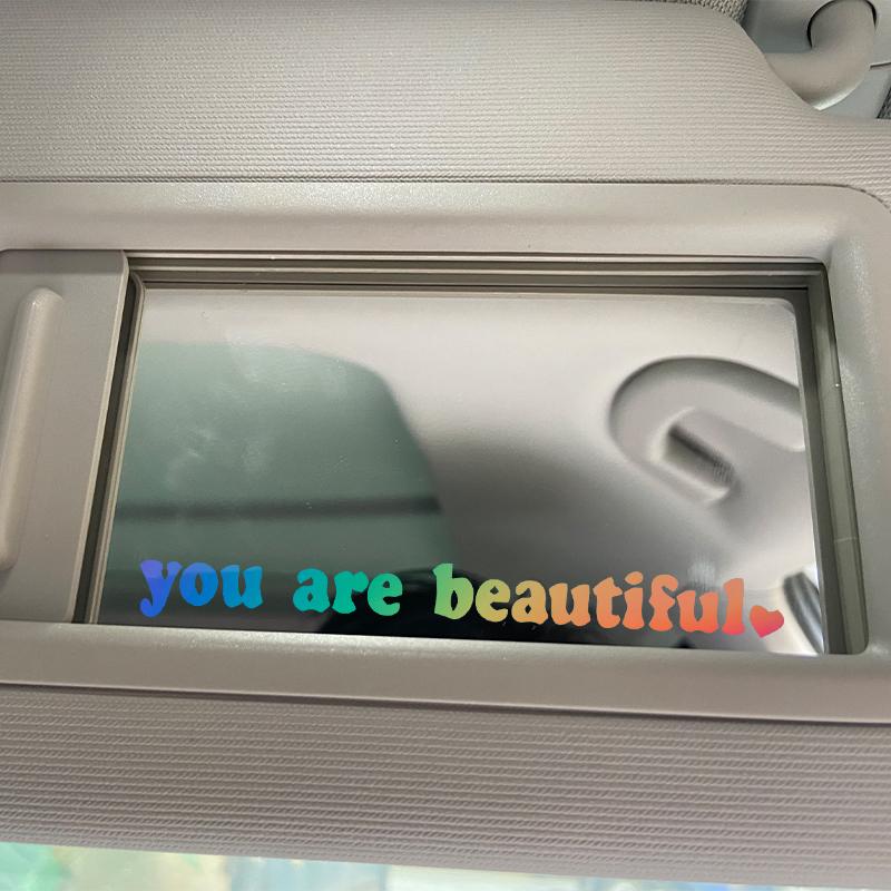 Car interior stickers, text stickers, you look beautiful, interior decoration, rearview mirrors, fashion stickers, creative PVC
