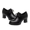 Autumn New Deep-mouth Single Shoes Lace-up High Heels Leather Shoes Soft Leather Soft-soled Shoes