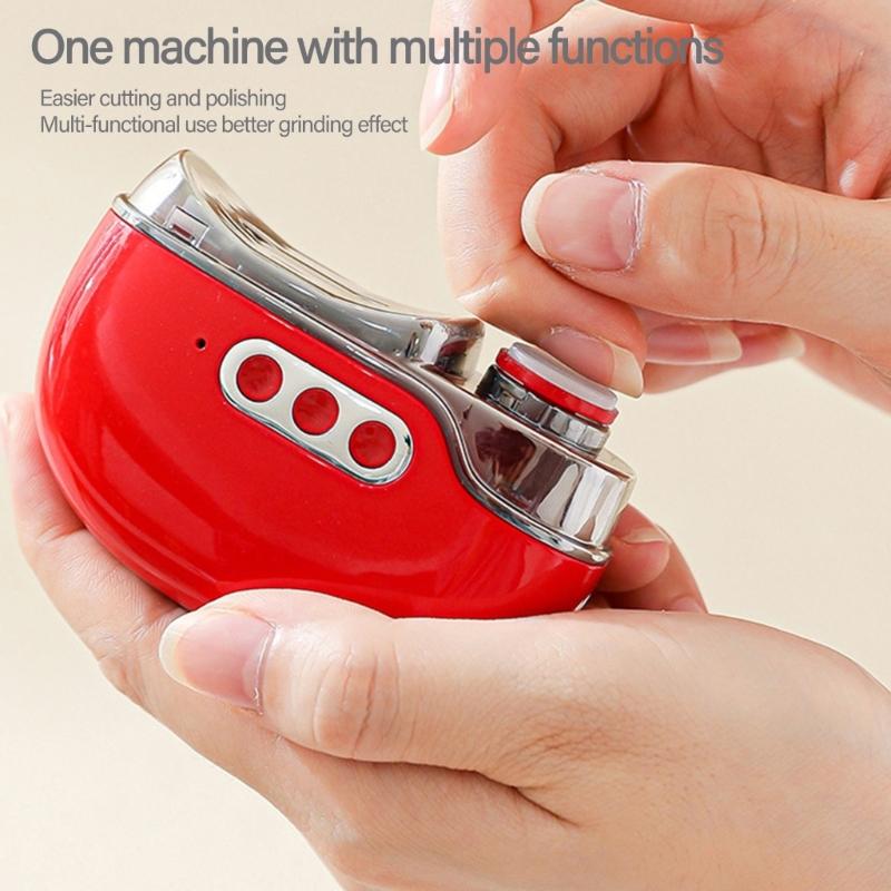 USB Rechargeable Baby Nail Trimmer 3 in 1 Electric Nail Cutter with Light 3 Speeds Fingernail Polisher Storage