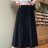 Women's Summer Ice Silk High-Waist Wide-Leg Pants: Lightweight, Casual, Japanese-Inspired, Textured Drape Skirt Pants