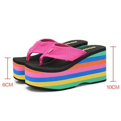 Ciabatte con Zeppa Piattaforma Tacchi Alti 10CM da Esterno Nuove Ciabatte Estive da Donna Zeppe Arcobaleno Infradito da Spiaggia Scarpe Scivolate alla Moda da Donna