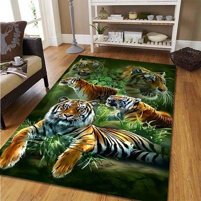 Tappeto Animale Tigre dei Sogni 3D Cartoon per Casa Soggiorno Camera da Letto Divano Zerbino Decorazione, Tappeto per Area Giochi Bambini Tappetino Antiscivolo