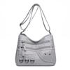 Women's Soft Leather Crossbody Bag Middle-Aged Mother Bag Multi-Layer Shoulder Bag