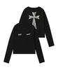 GRAVER [Unisex] Lace Back Cross U-Neck Long Sleeve_Black