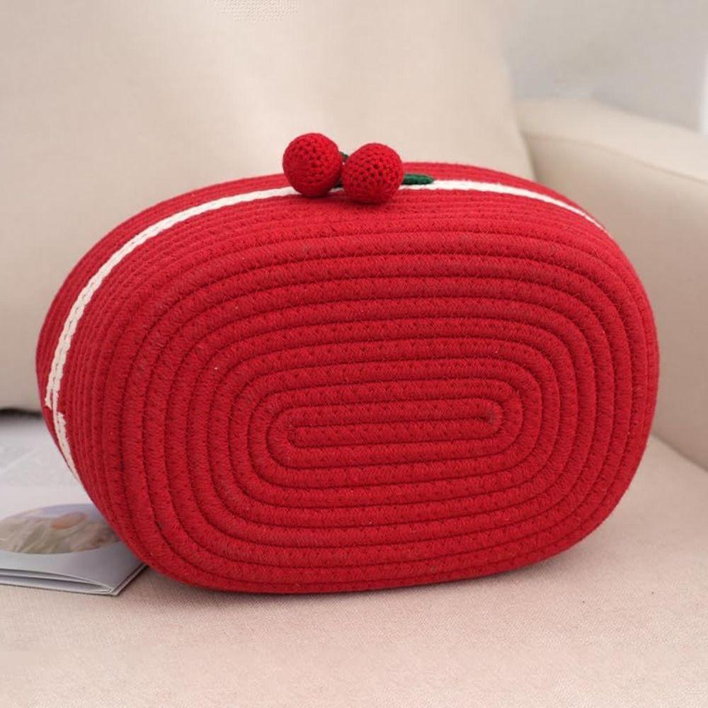 Creative Red Cherry Basket Handmade Clothing Sorting Basket Woven Storage Basket Cosmetics