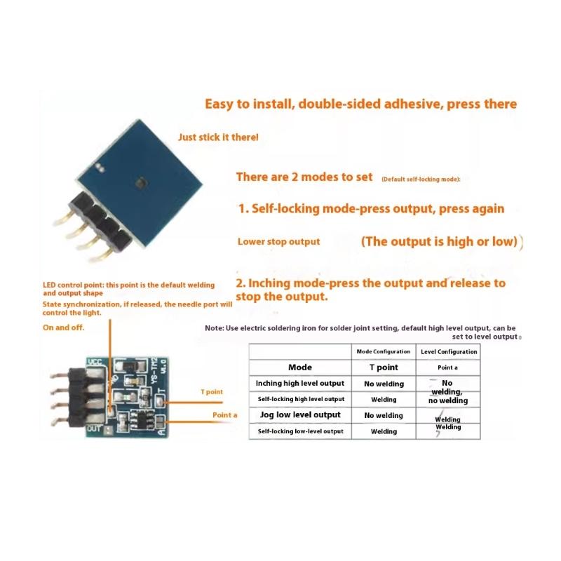 TTP223 Adjustable Sensitivity Touch Sensors Switches Module SelfLocking Mode Switches Function Low Power Consumption