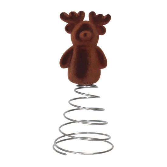 Christmas Reindeer Tree Topper 3D Flocking Elk Christmas Treetop Ornament for Indoor Home Christmas Tree