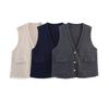 Zbzr Autumn New Women Clothes Western Style Fashion V-neck Knitted Wool Loose Cardigan Vest Vest Waistcoat
