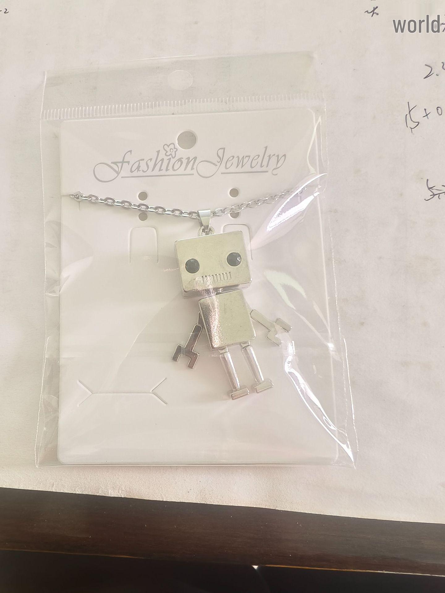 European Hip Hop Square Head Robot Pendant Necklace for Men