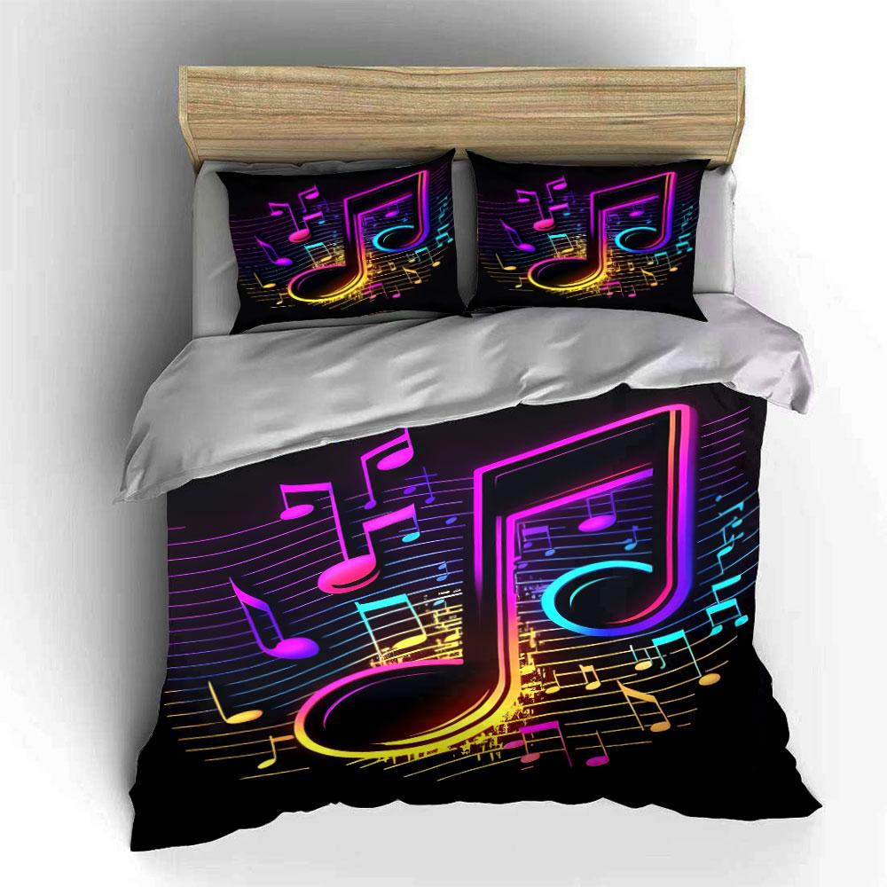 Colorful Musical Note Bedding Bedding Duvet Cover Set Duvet Cover Pillowcases (1 * Duvet Cover 2 * Pillowcases, without duvet insert)