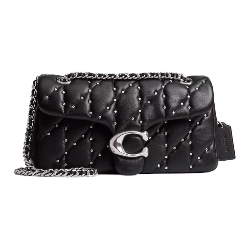 

COACH Tabby 26 Metal Logo Magnetic Snap Nappa Leather Shoulder Crossbody Bag Medium Women s Black чорний