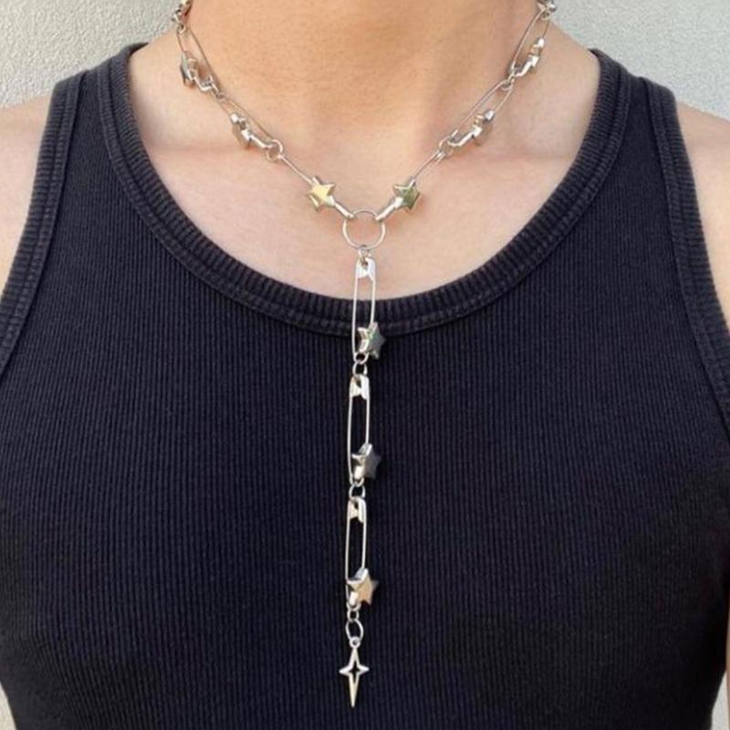 Thorn/Star Pendant Clavicle Chain Adjustable Length Neckchain Stainless Steel Women Choker Comfortable Wear Accessory