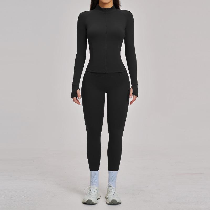 Zipper casual yoga suit women's grinding outdoor riding running sports fitness suit