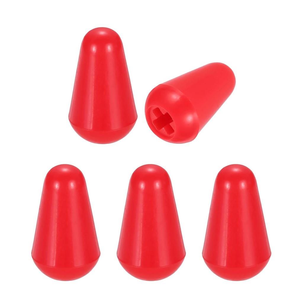 Uxcell Electric Guitar Switch Tip Cross Toggle Switch SQ Style Electric Guitar Pickup Selector Replacement Red Knobs, 5-Pack, 3.7mm Opening,