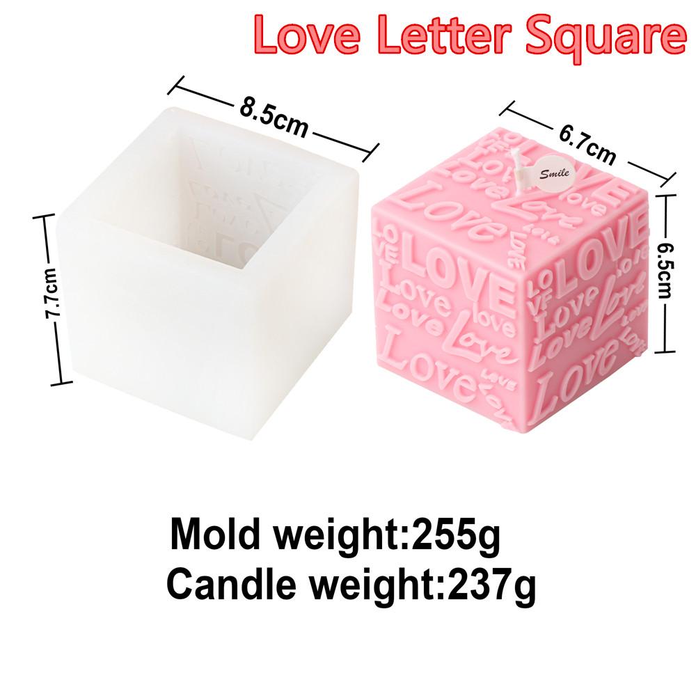 3D Letter Cylinder Cubic Love Silicone Candle Molds DIY Handmade Scented Candles Making Tool Valentine's Day Decor