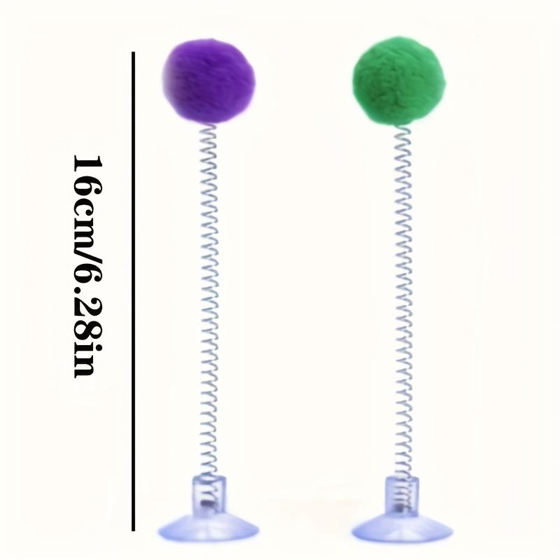 1pc Interactive Cat Toy with Plush Ball - Metal Spring Teaser Stick, Suction Cup Base, Colorful & Battery-Free, Encourages Hunting Instincts