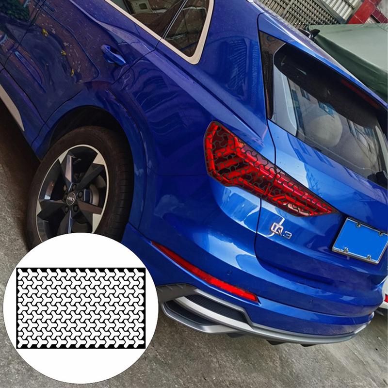 1Pcs Car Rear Tail Light Honeycomb Gaphic Stickers Hollow Auto Lamp Shield