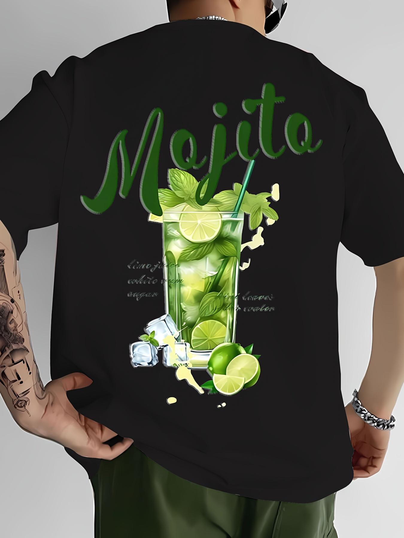 

Mojito Cocktail Pattern Printed T-shirt Men Beach Vacation Short Sleeved Tops Summer Men s T Shirts Casual Street Unisex Tees S