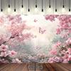 2D Romantic Spring Backdrop, Magnolia & Cherry Blossom Flowers Background