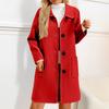 Womens Solid Color Jacket Casual Loose Fit Button Coats Button Up Long Sleeve Outerwear With Pocket, Hooded Overcoat