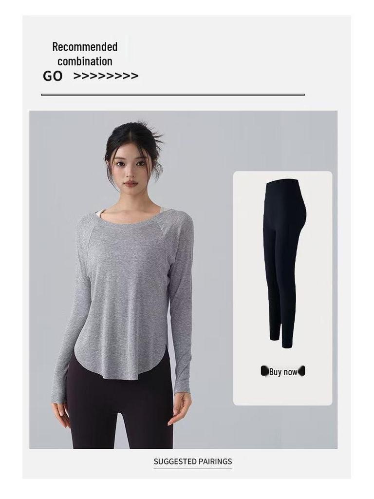 Women's Long Sleeve Ribbed Yoga Top - Autumn/Winter Collection, Slim Fit, Nude Feeling, Perfect for Pilates & Outdoor Sportswear