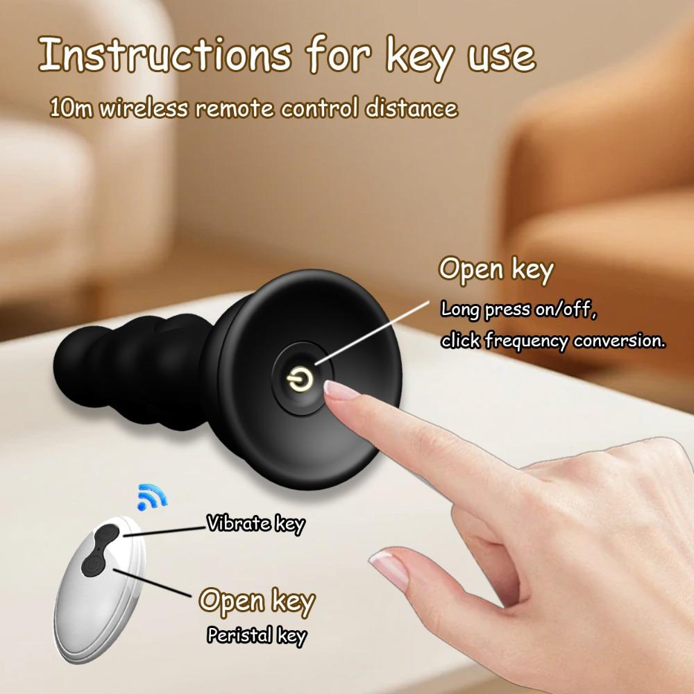 10 Vibration Modes Remote Control Silicone Anal Plug Waterproof Butt Plug Adult Pleasure Toy for Men Women