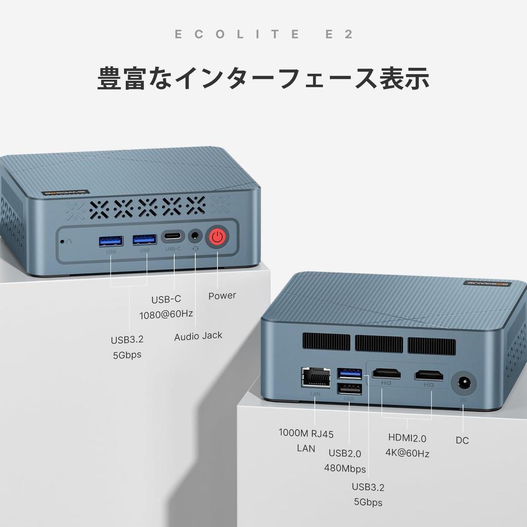 BOSGAME E2 Mini PC with Windows 11 AMD Ryzen 5 16GB DDR4 512GB NVMe 4K USB Gen RJ45 and Triple Display Pro, 3550H, RAM, M.2 SSD, HD, 3.2 1, Wi-Fi 5,