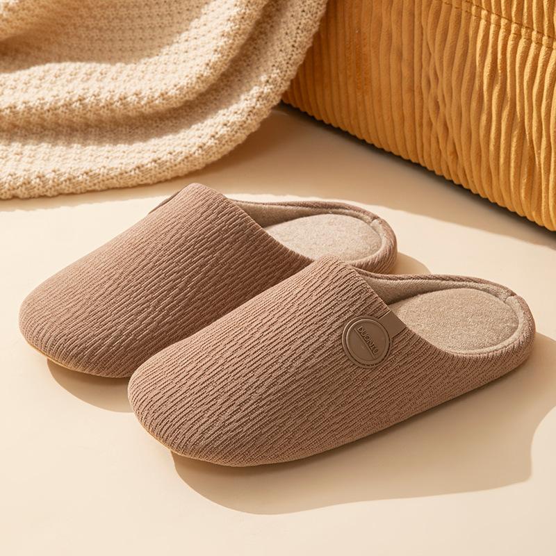 Japanese-style home cotton slippers autumn and winter 2025 new indoor floor non-slip and warm simple couple cotton mop