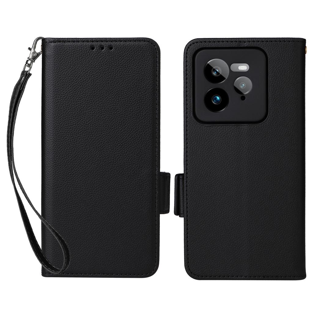 For Realme GT 7 Pro 5G Case with Wrist Strap Litchi Texture PU Leather Wallet Phone Cover