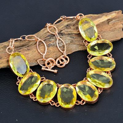 Zitronentopas Halskette Edelsteinschmuck, Kupferkette, Verstellbare Handgefertigte Kette Halskette Geschenk für Ehefrau Schmuck