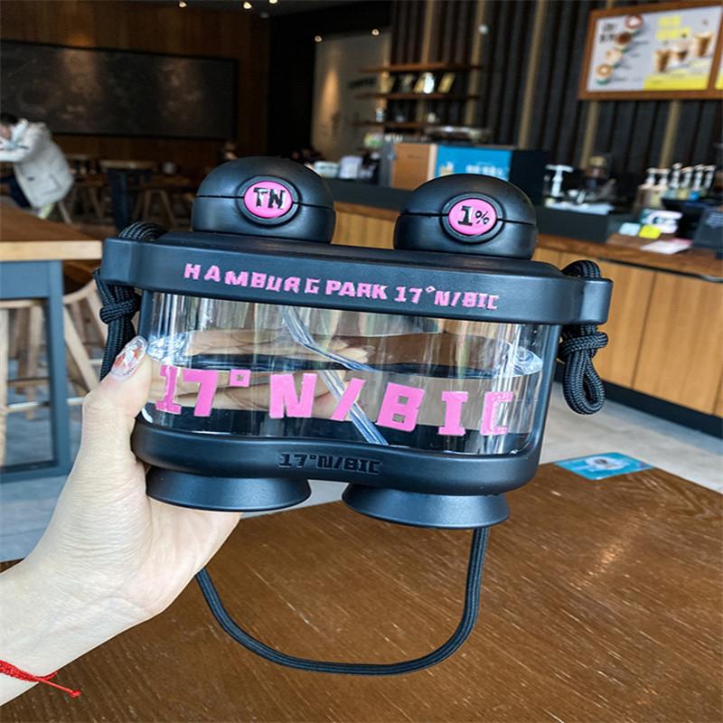 

Детская бутылка для воды, привлекательная мультяшная соломенная чашка, большая емкость, спортивная бутылка для воды на открытом воздухе чёрный