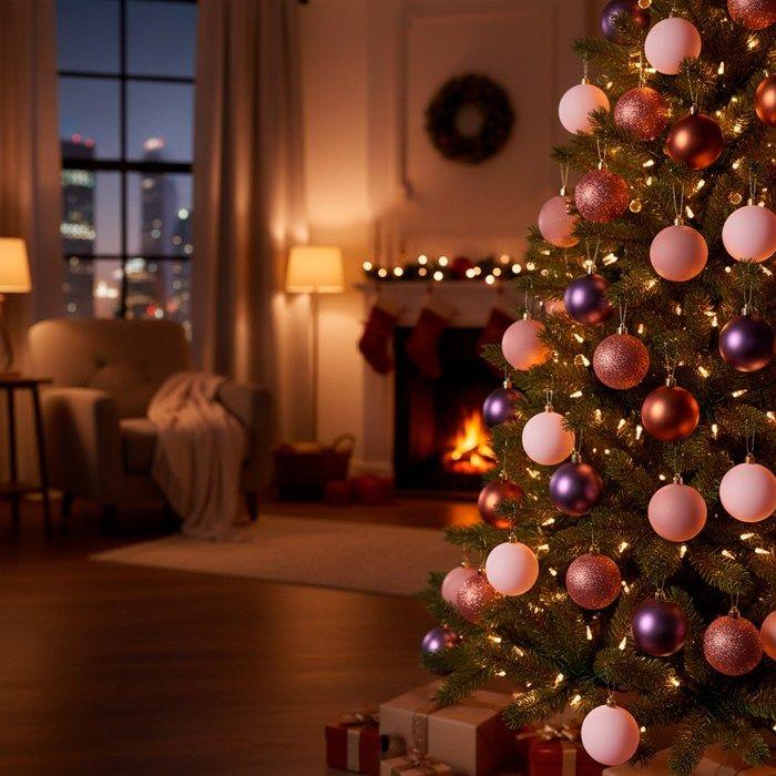 Ornements d'arbre de Noël - SPRINGOS - Ensemble de 40 décorations incassables - Vert - Plastique - Rond