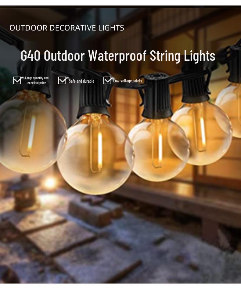 Outdoor Colorful G40 Bulb String Lights for Camping and Christmas Festivals, Plug-In Type