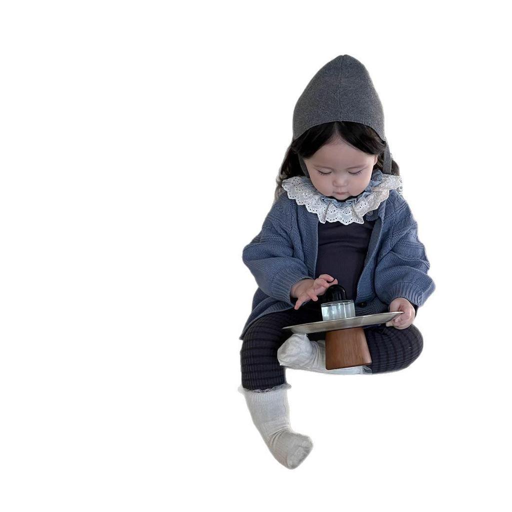 Set de toamnă în stil coreean pentru fete: Cămașă pentru păpuși, colanți mari din PP și palton Cardigan